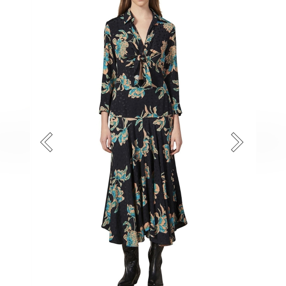 NEW SANDRO Blaire Floral Knotted Dress - Sz 36 (US 2-4)